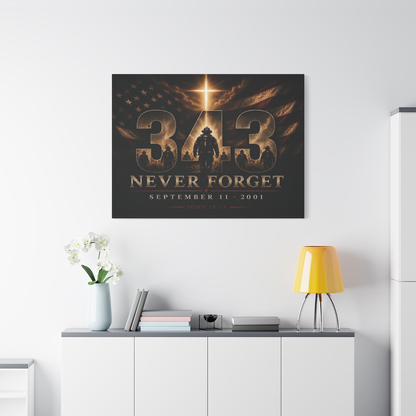 9/11 Never Forget 343 Firefighter Tribute Canvas
