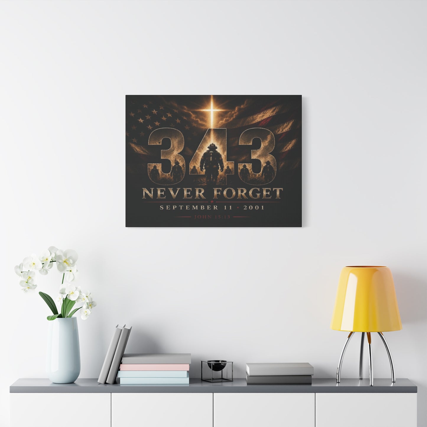 9/11 Never Forget 343 Firefighter Tribute Canvas