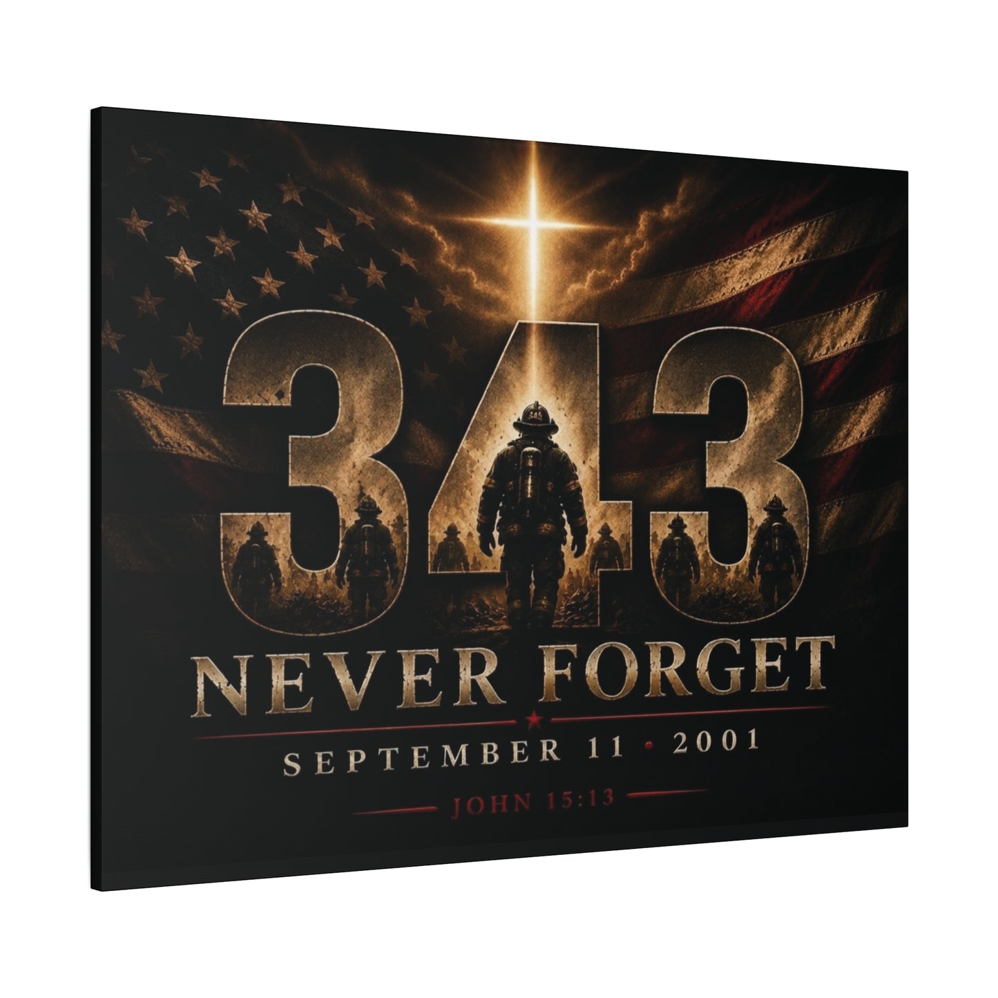 9/11 Never Forget 343 Firefighter Tribute Canvas