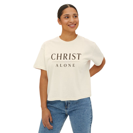Christ Alone Boxy Tee — Women’s Faith Graphic Shirt
