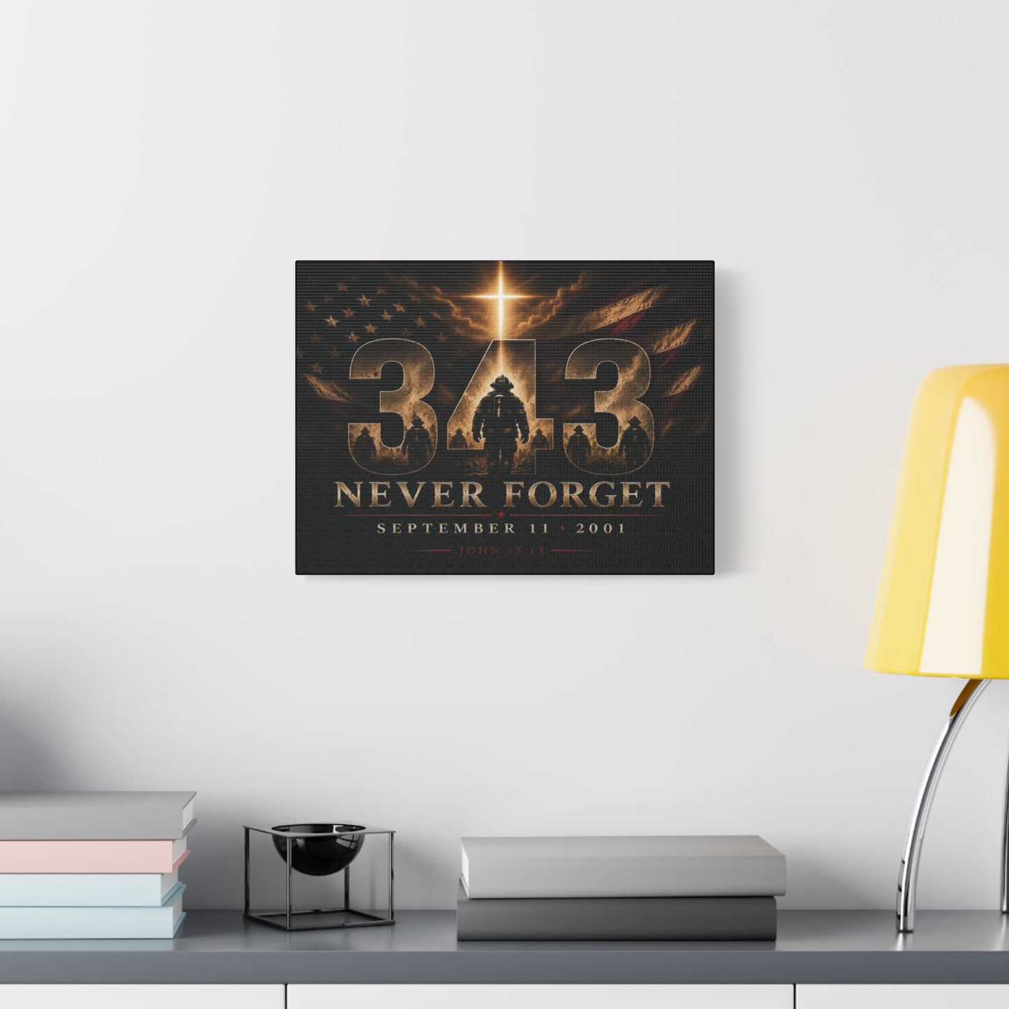 9/11 Never Forget 343 Firefighter Tribute Canvas