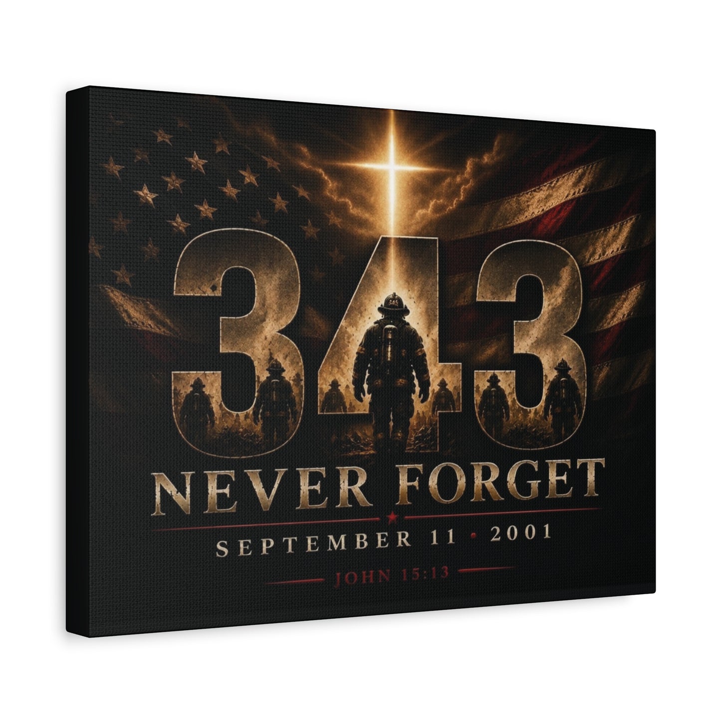 9/11 Never Forget 343 Firefighter Tribute Canvas