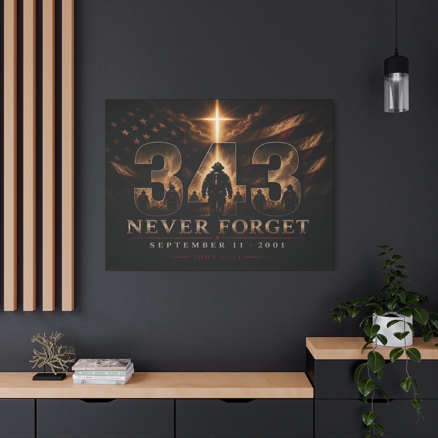 9/11 Never Forget 343 Firefighter Tribute Canvas