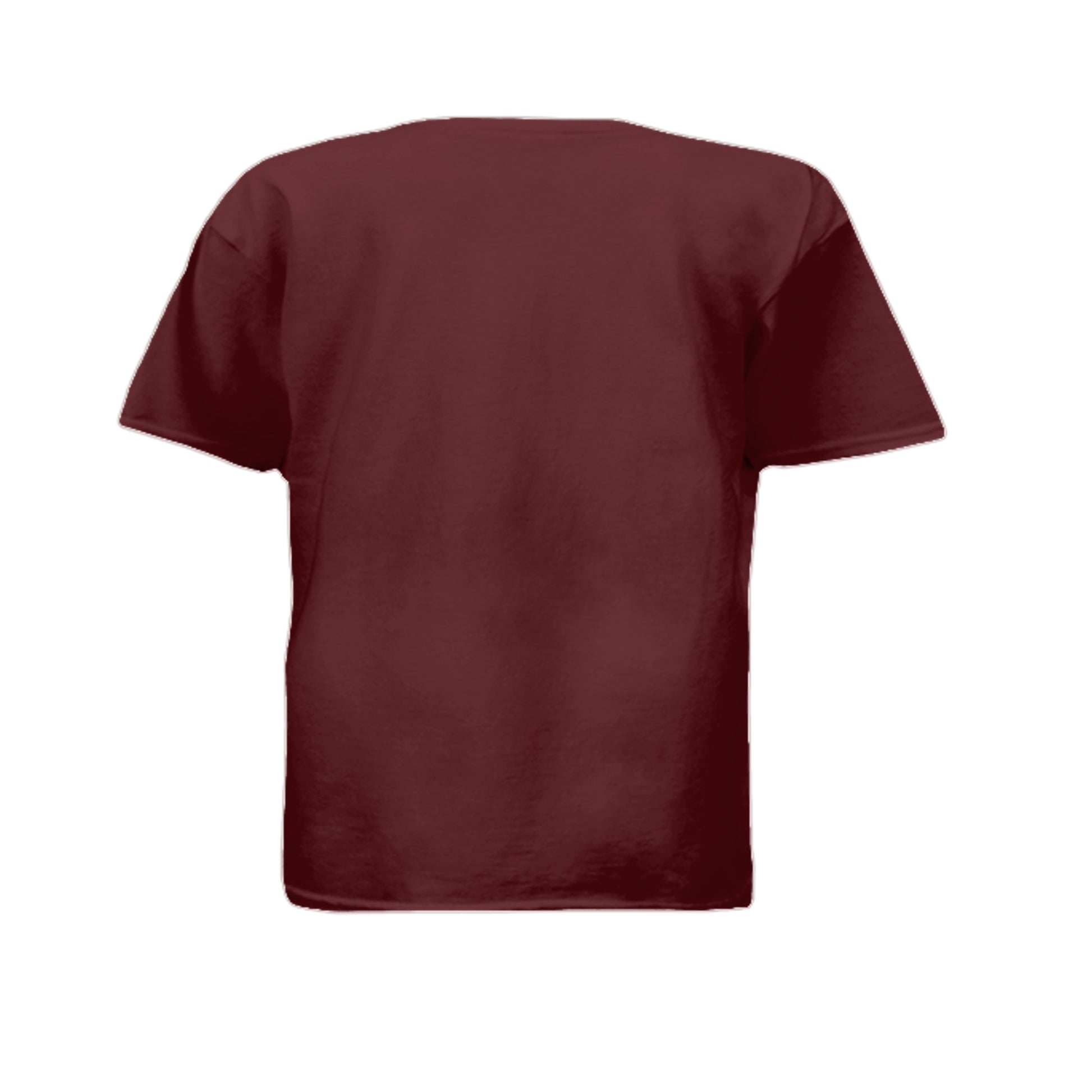 Make Heaven Crowded Christian youth t-shirt back on maroon Gildan tee