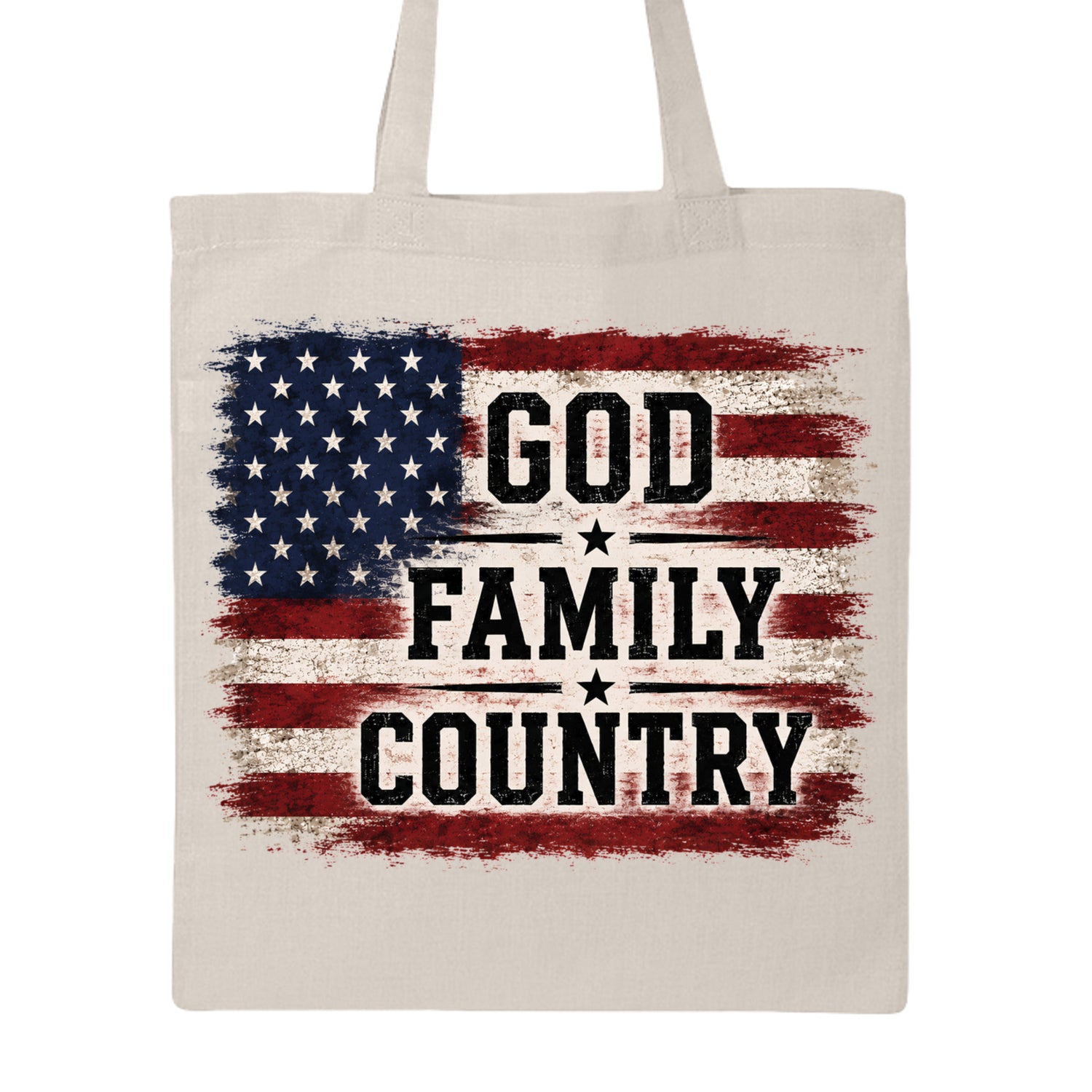 American Tote front on natural cotton canvas tote bag