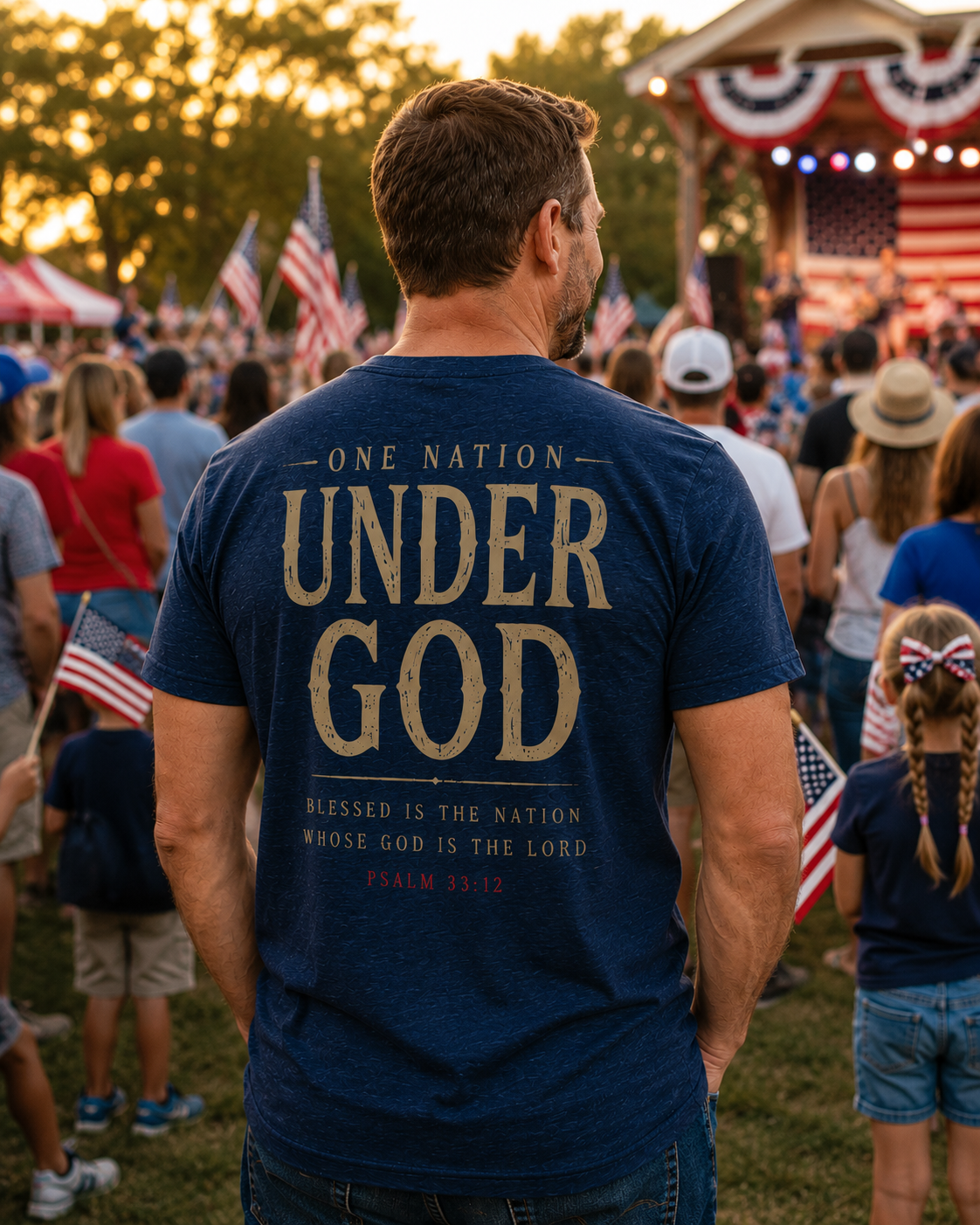 One Nation Under God Heritage Tee alternate branded mockup