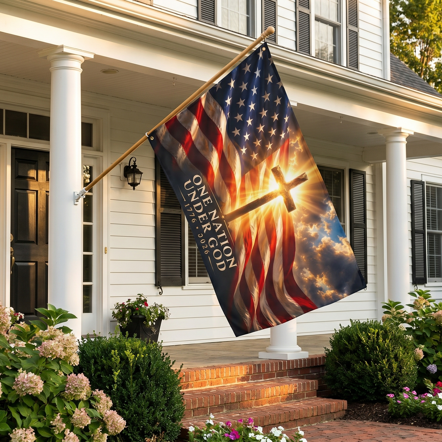 One Nation Under God Patriotic Flag outdoor lifestyle mockup